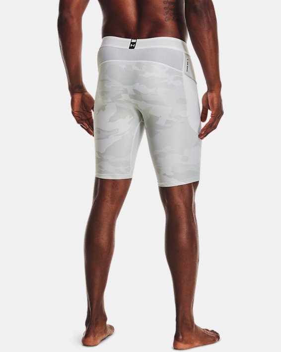 Herren UA Iso-Chill Lange Kompressions-Shorts mit Aufdruck, White, pdpMainDesktop image number 1
